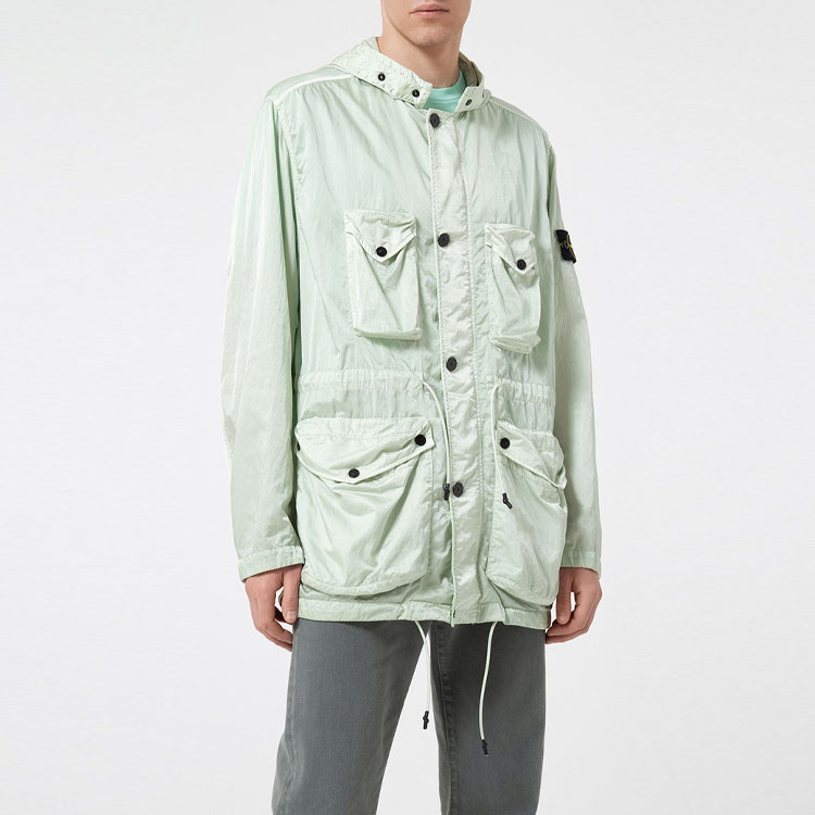 Shop Stone Island SS21 四袋連帽外套 米色 741544430-V0052