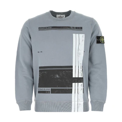 Stone Island SS21 Front Print Crewneck Pullover Sweatshirt Men’s Gray 741563095-V0046