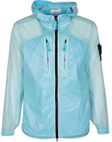 Stone Island SS21 Glossy Light Blue Logo Hooded Jacket with Front Zipper for Men 741543034-V0042 Stone Island SS21 Glossy Light Blue Logo Hooded Jacket with Front Zipper for Men 741543034-V0042