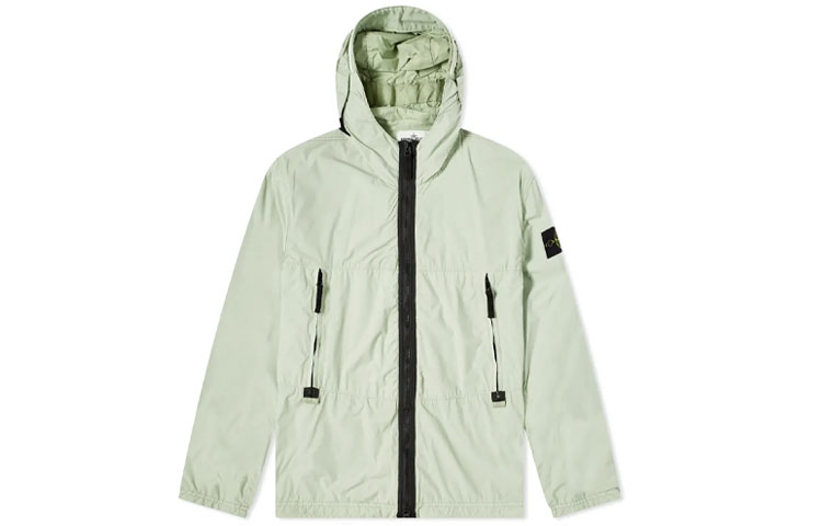 Stone Island SS21 Green Logo Patch Hooded Jacket Long Sleeve 741540131-V0052