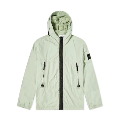 Stone Island SS21 Green Logo Patch Hooded Jacket Long Sleeve 741540131-V0052