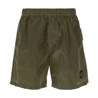 STONE ISLAND SS21 Green Mesh Patch Swim Shorts Men 7415B0643-V0058