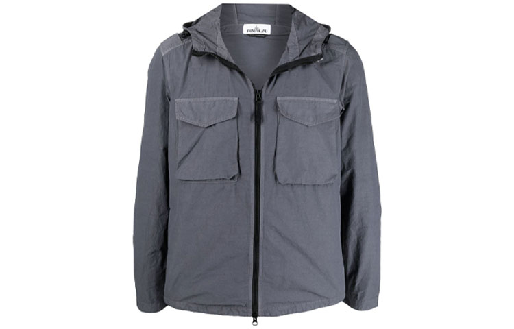 Stone Island SS21 Grey Hooded Zip-up Jacket 741511602-V0063