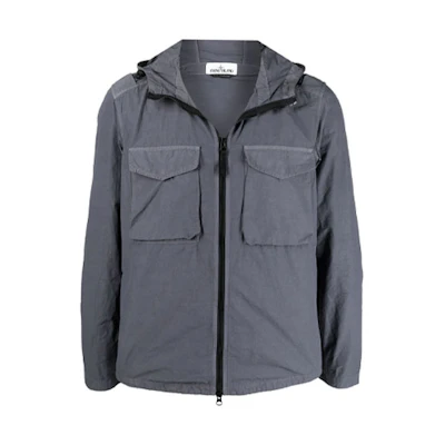 Stone Island SS21 Grey Hooded Zip-up Jacket 741511602-V0063
