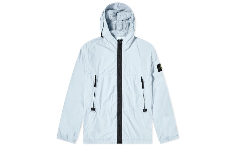 Stone Island SS21 Light Blue Zip-Up Hoodie Jacket for Men 741540131-V0041