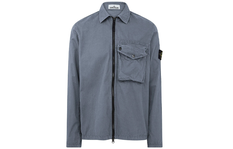 Stone Island SS21 Logo Badge Single-Pocket Jacket Silver Grey Casualwear 7415117WN-V0146