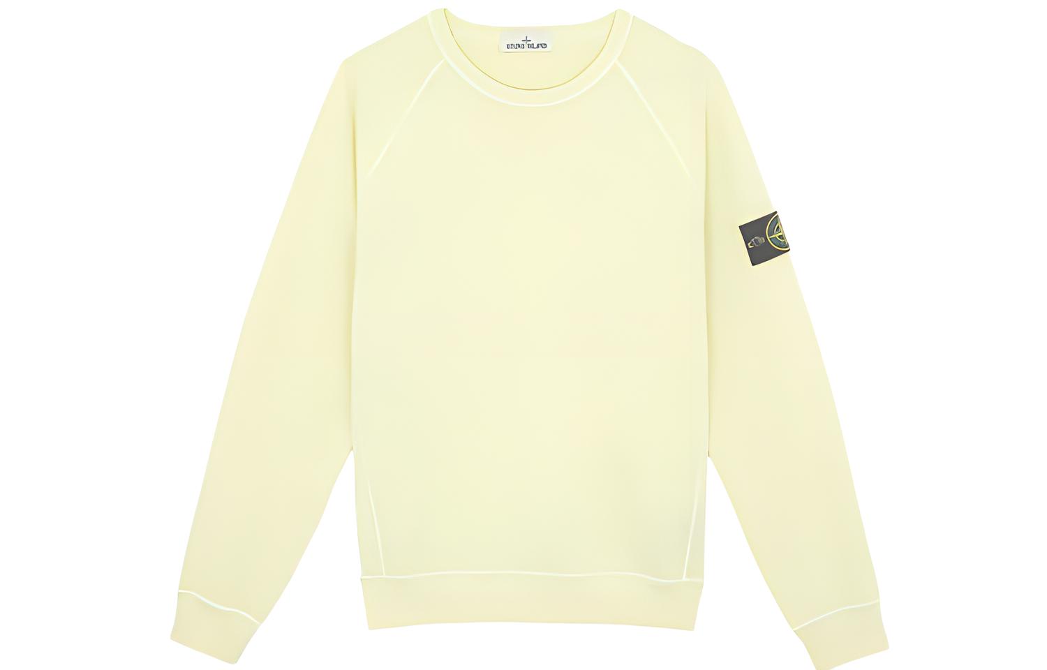 Stone Island SS21 Logo Crewneck Pullover Sweatshirt Yellow 741566060-V0131