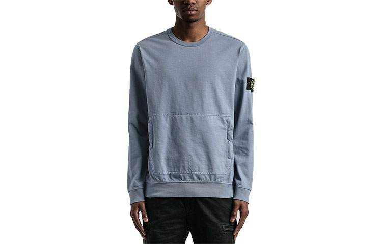 Stone Island SS21 Logo Crewneck Sweatshirt Men’s Light Blue 741560750-V0046