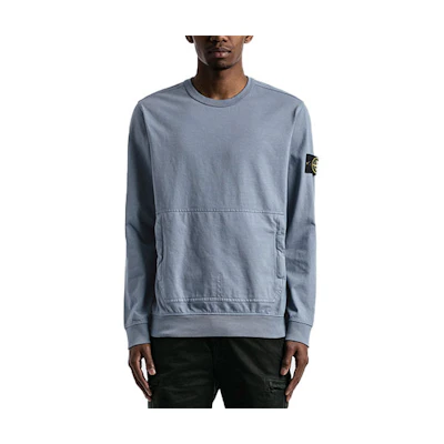 Stone Island SS21 Logo Crewneck Sweatshirt Men’s Light Blue 741560750-V0046