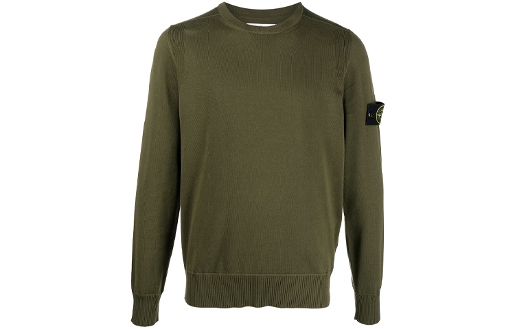 Stone Island SS21 Logo Crewneck Sweatshirt Olive Green 7415504B2-V0058