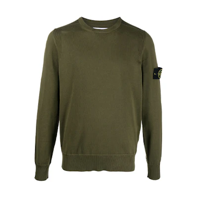Stone Island SS21 Logo Crewneck Sweatshirt Olive Green 7415504B2-V0058