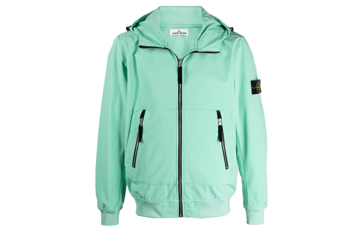 Stone Island SS21 Logo Patch Hooded Jacket Green 741540727-V0044
