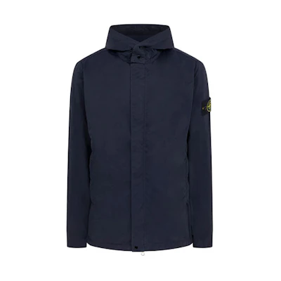 Stone Island SS21 Logo Patch Zip Hoodie Jacket Blue 741543333-V0020