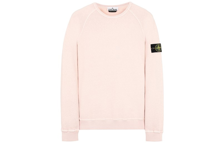 Stone Island SS21 Logo Pattern Crewneck Pullover Sweatshirt Pink 741566060-V0182