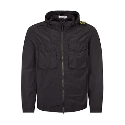 STONE ISLAND SS21 Logo Print Oversized Hooded Jacket Black - Outerwear 741511602-V0029
