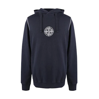 Stone Island SS21 Logo Strap Navy Blue Hoodie 741561159-V0020