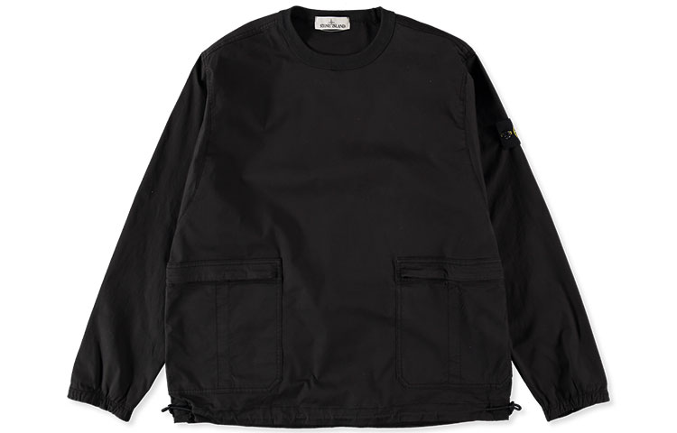 Stone Island SS21 Multi-Pocket Logo Patch Black Long Sleeve Sweatshirt Men 741510619-V0029