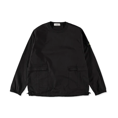Stone Island SS21 Multi-Pocket Logo Patch Black Long Sleeve Sweatshirt Men 741510619-V0029