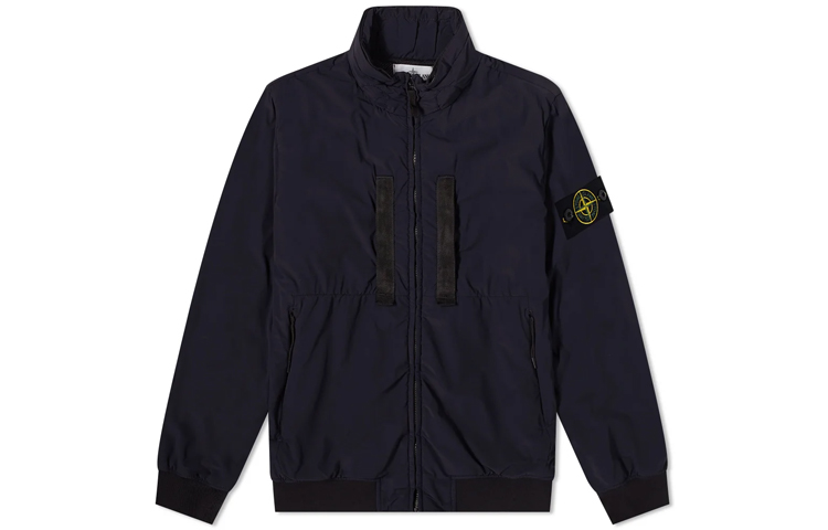 Stone Island SS21 Navy Blue Compass Patch Relaxed Fit Zip Jacket Men 741542631-V0020
