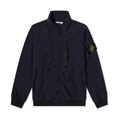 Stone Island SS21 Navy Blue Compass Patch Relaxed Fit Zip Jacket Men 741542631-V0020