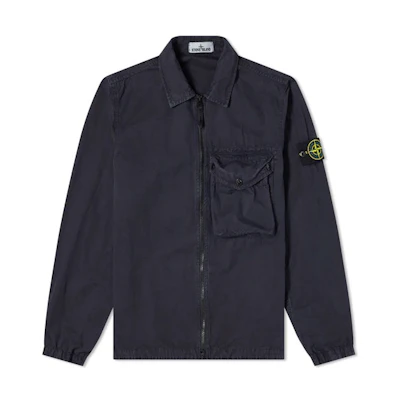 Stone Island SS21 Navy Blue Logo Patch Casual Jacket for Men 7415117WN-V0120