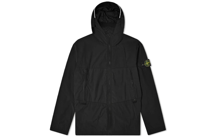 STONE ISLAND SS21 Nylon Blend Zip-Up Hoodie Jacket  Black 741540131-V0029