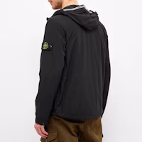 Shop STONE ISLAND SS21 尼龍混紡拉鍊連帽夾克 外套 黑色 741540131-V0029