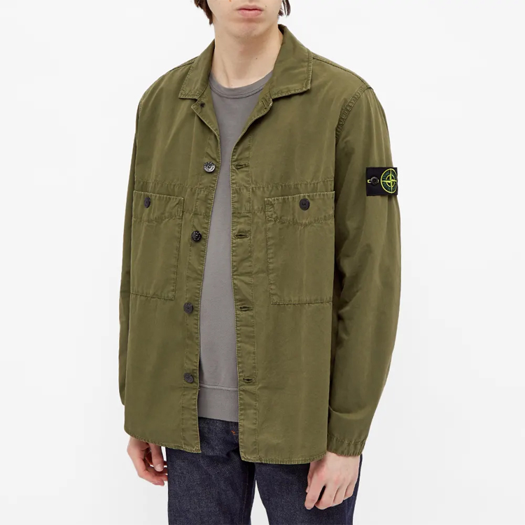 Stone Island SS21 Olive Green Double Pocket Logo Long Sleeve Jacket Mens 7415110WN-V0158 圖 3