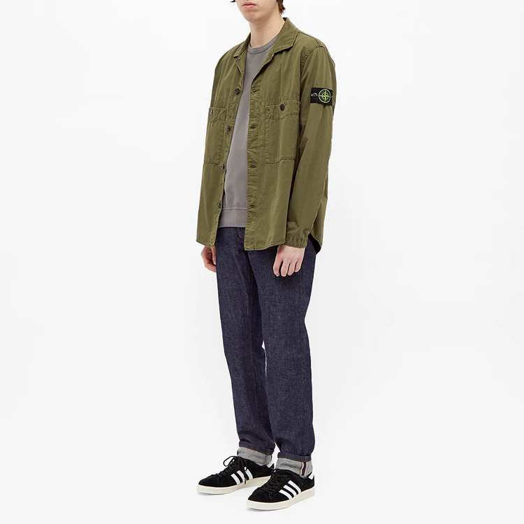 Stone Island SS21 Olive Green Double Pocket Logo Long Sleeve Jacket Mens 7415110WN-V0158 圖 5