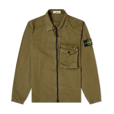 Stone Island SS21 Olive Green Logo Patch Pocket Casual Jacket Men 7415117WN-V0158