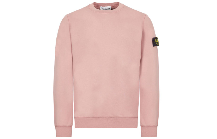 Stone Island SS21 Pink Crewneck Long Sleeve Sweatshirt Unisex Sakura Pink 741563051-V0086