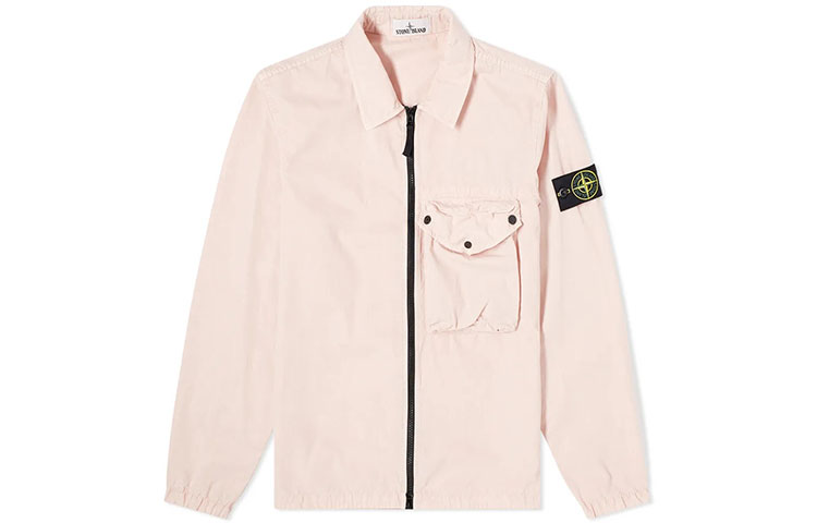 Stone Island SS21 Pink Slim Fit Jacket with Zip Flap Pockets for Men 7415117WN-V0182