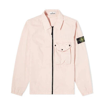 Stone Island SS21 Pink Slim Fit Jacket with Zip Flap Pockets for Men 7415117WN-V0182