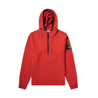 Stone Island SS21 Red Half-Zip Hooded Sweatshirt Jacket 701560551-V0015