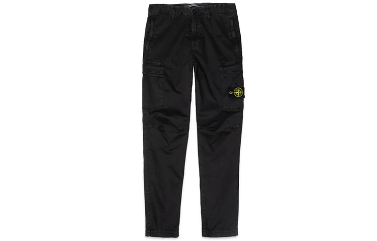 Order STONE ISLAND SS21 Seluar Kargo Logo Poket Sisi Hitam 741530504-V0129