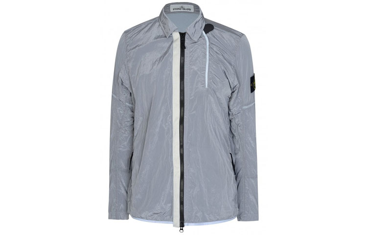 Stone Island SS21 Silver Nylon Collar Jacket 691510812-V0003