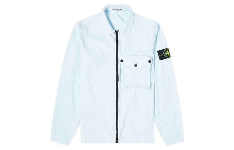 Stone Island SS21 Single Pocket Logo Patch Jacket Sky Blue Casual Coat 7415117WN-V0141