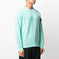 Shop STONE ISLAND SS21 Small Logo Crewneck Sweatshirt Blue 741563051-V0044