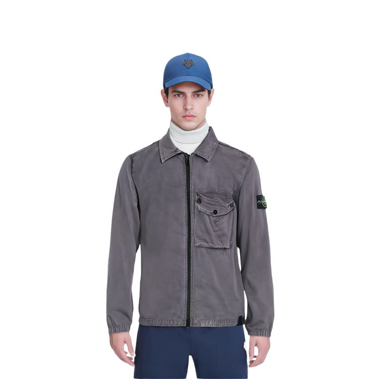 Sizing 스톤아일랜드 SS21 솔리드 컬러 포켓 암배지 재킷 그레이 남성 캐주얼 7415117WN-V0163