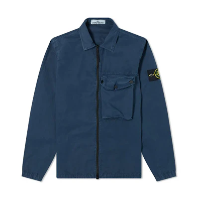 Stone Island SS21 Solid Logo Patch Jacket Deep Blue Outerwear 7415117WN-V0124