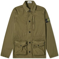 STONE ISLAND SS21 Washed Canvas Arm Badge Multi-Pocket Jacket Olive Green Mens. 7415439WN-V0158 STONE ISLAND SS21 Washed Canvas Arm Badge Multi-Pocket Jacket Olive Green Mens. 7415439WN-V0158