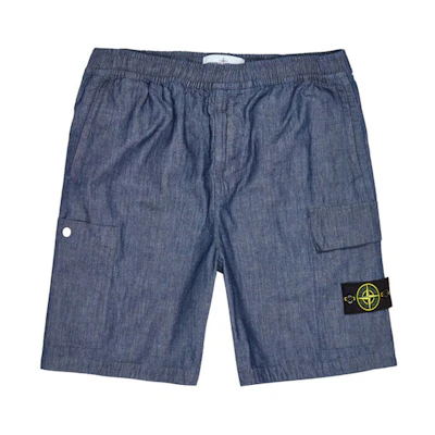 STONE ISLAND SS21 Washed Cotton Bermuda Shorts Blue for Men. 7415L1407-WASH