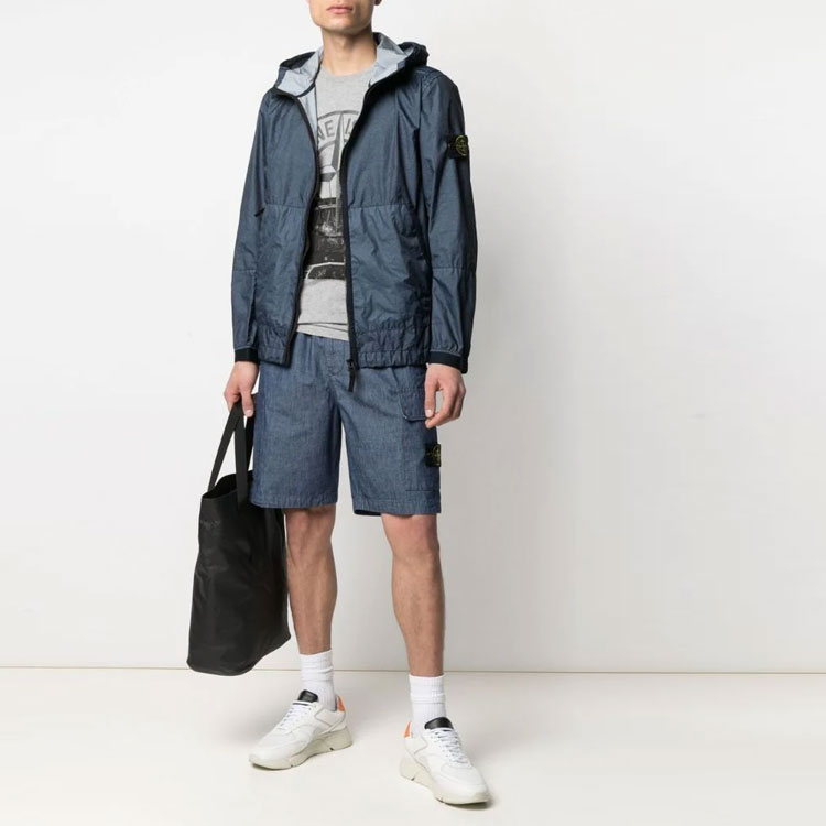 STONE ISLAND SS21 Washed Cotton Bermuda Shorts Blue for Men. 7415L1407-WASH 圖 4