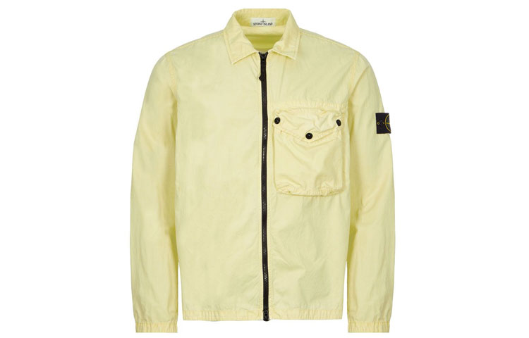 Stone Island SS21 Washed Solid Color Collar Jacket Yellow 7415117WN-V0151