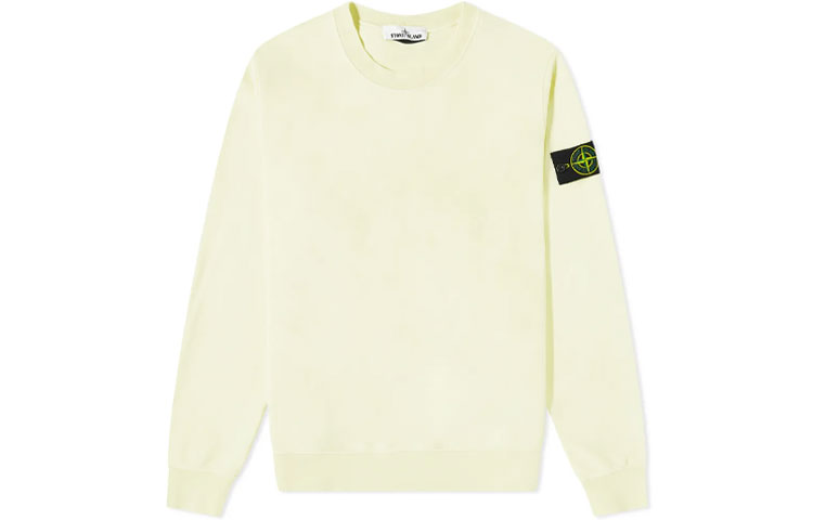 Stone Island SS21 Yellow Crewneck Sweatshirt with Sleeve Logo Badge for Men. 741563051-V0031 圖 2