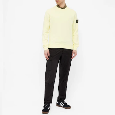 Stone Island SS21 Yellow Crewneck Sweatshirt with Sleeve Logo Badge for Men. 741563051-V0031 Lookbook Stone Island SS21 Yellow Crewneck Sweatshirt with Sleeve Logo Badge for Men. 741563051-V0031