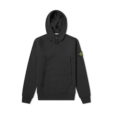 Stone Island SS21 Zip Pocket Bounce Hoodie Black - 731560640-V0029