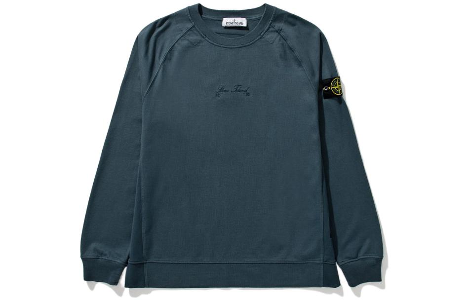 Stone Island SS22 40th Anniversary Embroidered Logo Pullover Sweatshirt Navy Men 7615655Q1-V0024