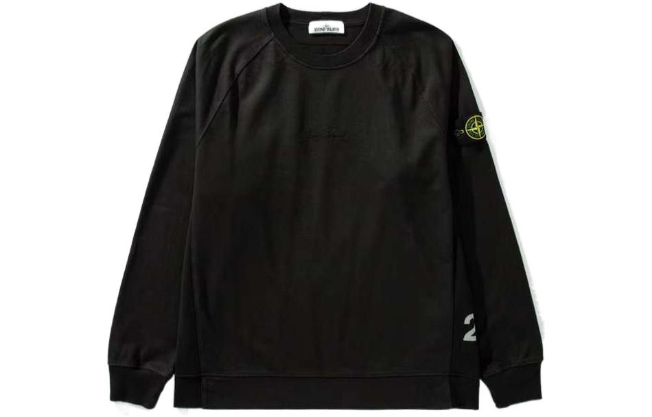 Stone Island SS22 40th Anniversary Embroidered Logo Pullover Sweatshirt Black Men 7615655Q1-V0029