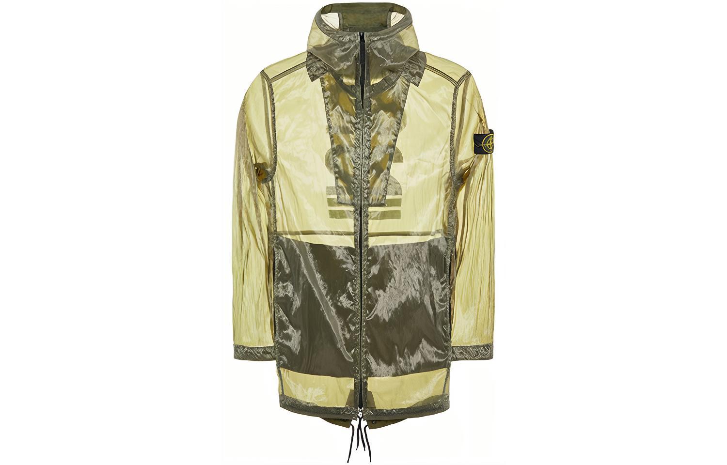 Stone Island SS22 40th Anniversary Green Metallic Logo Hooded Jacket Men 7615705Q2-V0058